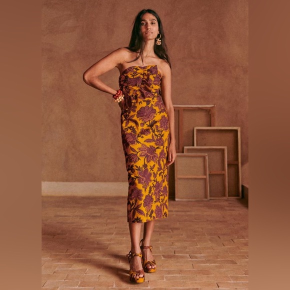 Sezane Dresses & Skirts - Sezane Pauline Luanda Ocre Floral Dress size 8